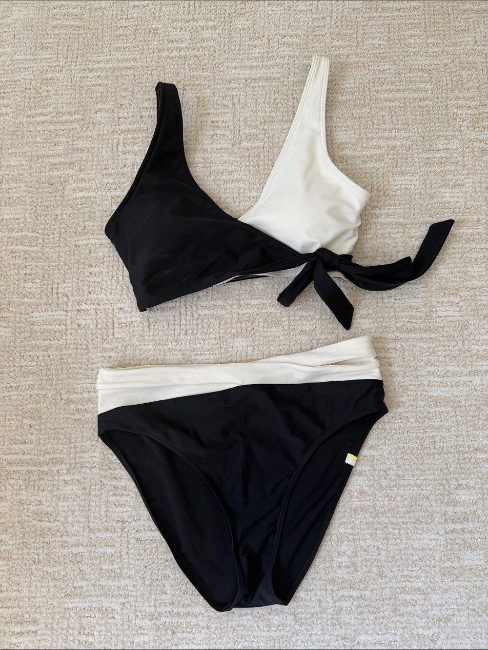 Summersalt Black & White Two-Tone Tie-Side Bikini Set